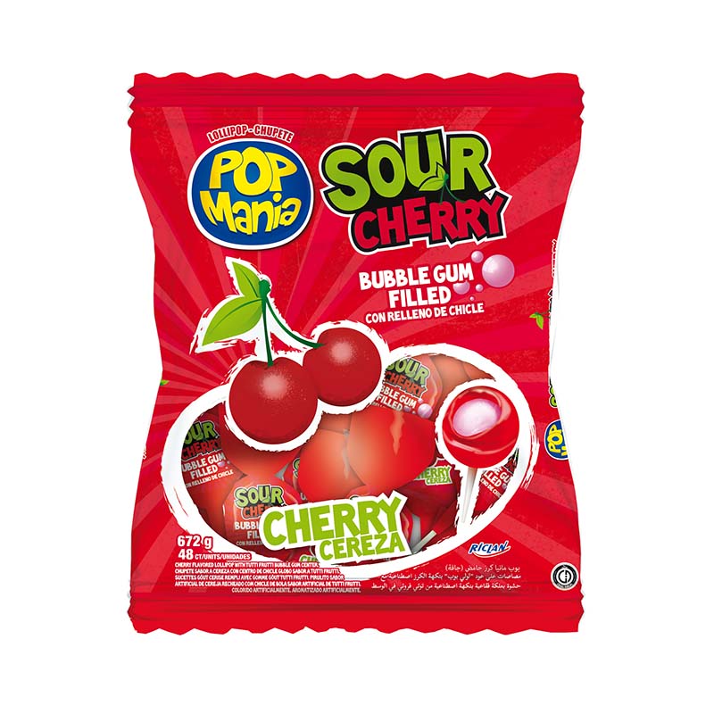 POP MANIA CEREZA ACIDA 16 BOLSAS X 48 UD 14 G RICLAN - Imagen 1