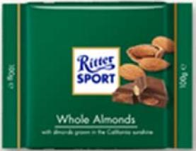 Tabletas de chocolate con almendras enteras (100 gr) RITTER SP - Imagen 1