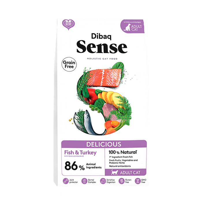 Alimento Gatos Delicious Pescado y Pavo (1,5 kg) DIBAQ SENSE