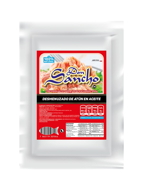 Atun desmenuzado en aceite Pouch 1 kg Don Sancho