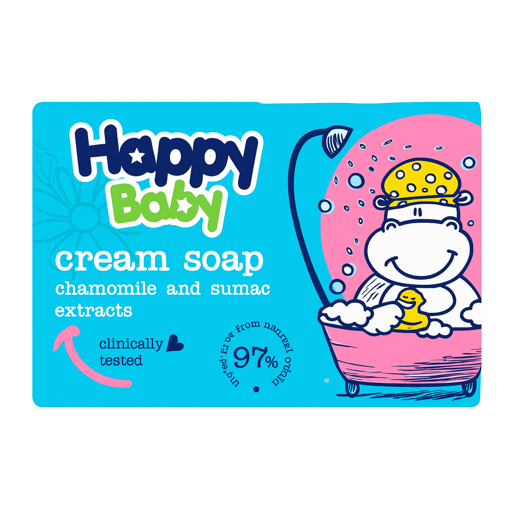 Jabon Cremoso para Bebe de Extractos de Manzanilla y Zumaque (75 g Happy Baby) - Imagen 1