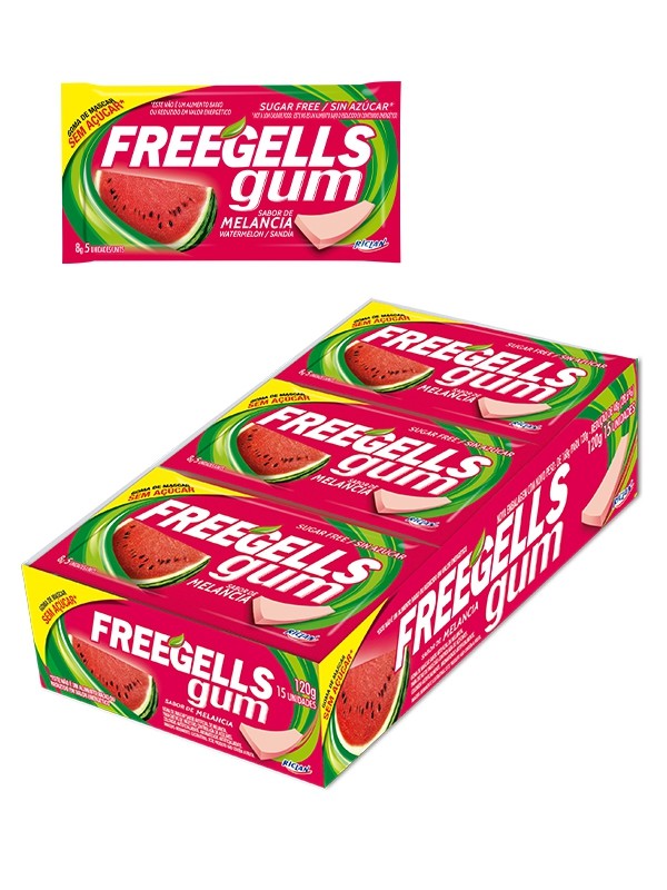 Chicle sin Azúcar sabor Sandía FREEGELLS GUM RICLAN - Imagen 1