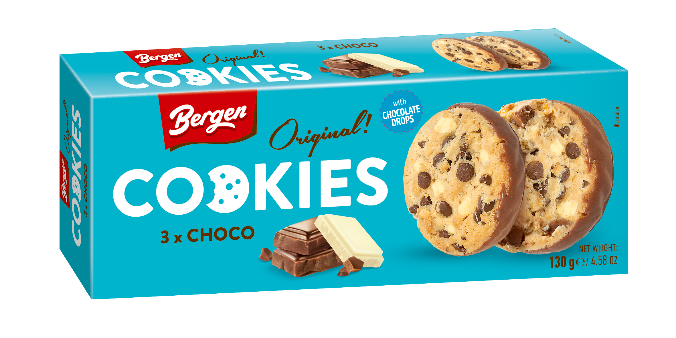 GALLETAS TRIPLE CHOCOLATE 130 G BERGEN - Imagen 1