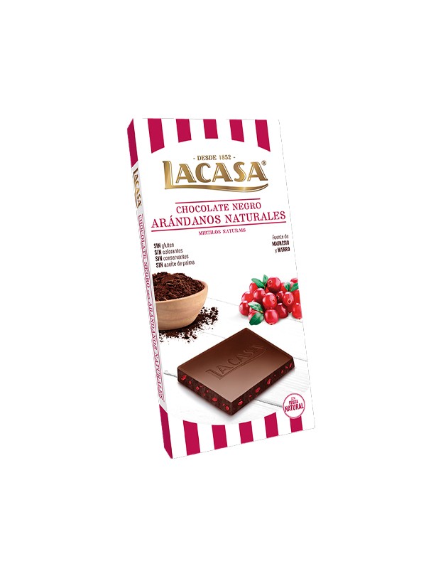 Tableta Chocolate Negro con Arándanos (100 gr) Lacasa - Imagen 1