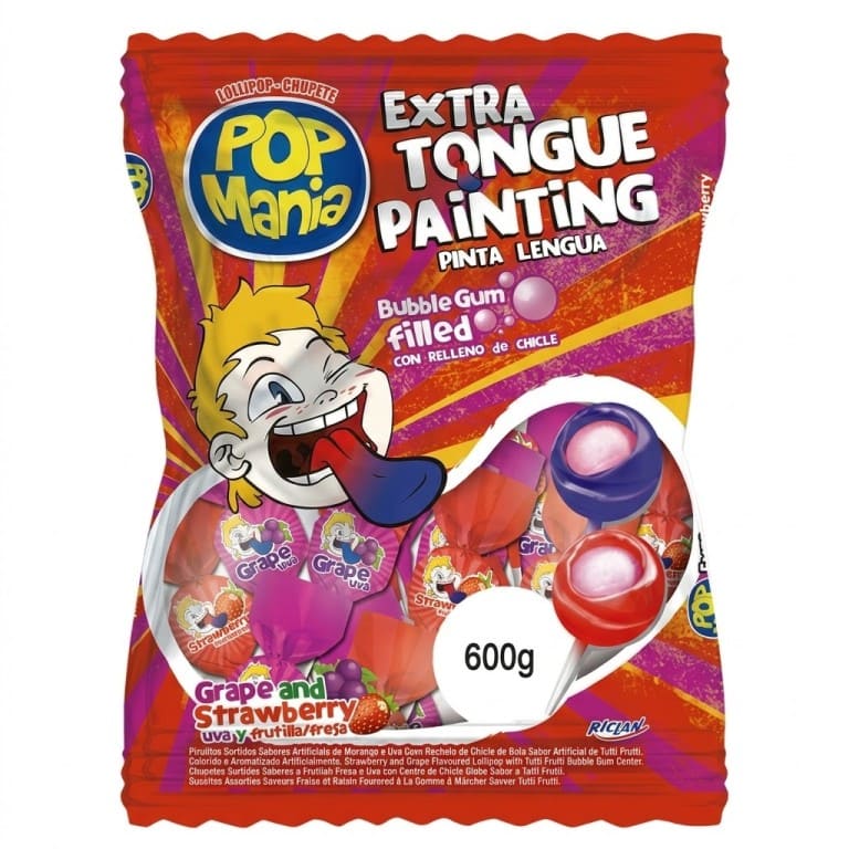 Pinta Lenguas Frutas Surtidas Pop Mania (48u x 14g) RICLAN - Imagen 1