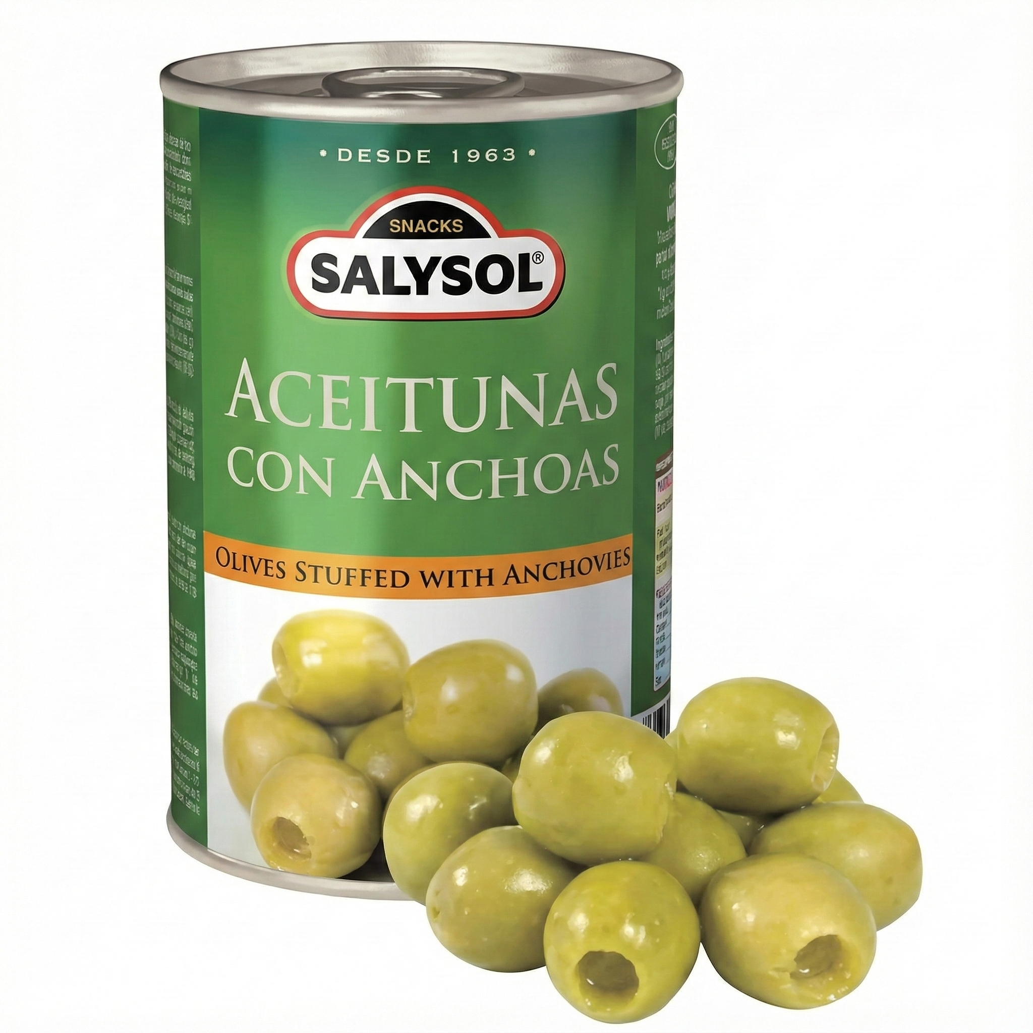 Lata Aceitunas Con Anchoa 50 gr (escurridos) Salysol - Imagen 1