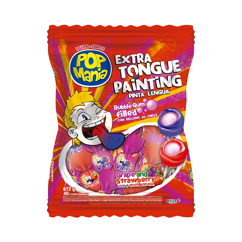 POP MANIA PINTA LENGUA FRUTAS SURTIDAS 16 BOLSAS X 48 UD 14 - Imagen 1