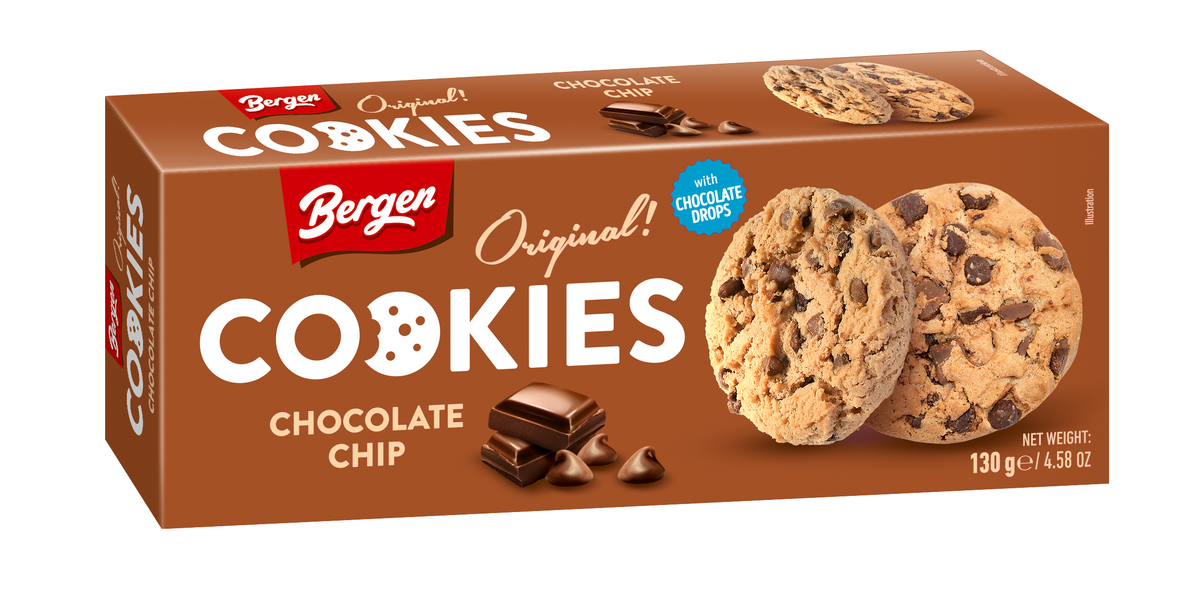 GALLETAS CON CHISPAS DE CHOCOLATE 130 G BERGEN - Imagen 1