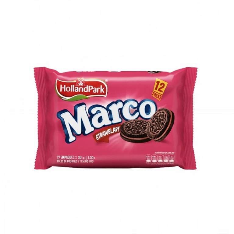 Galletas con Crema de Fresa Marco (12u x 30g) HOLLANDPARK - Imagen 1